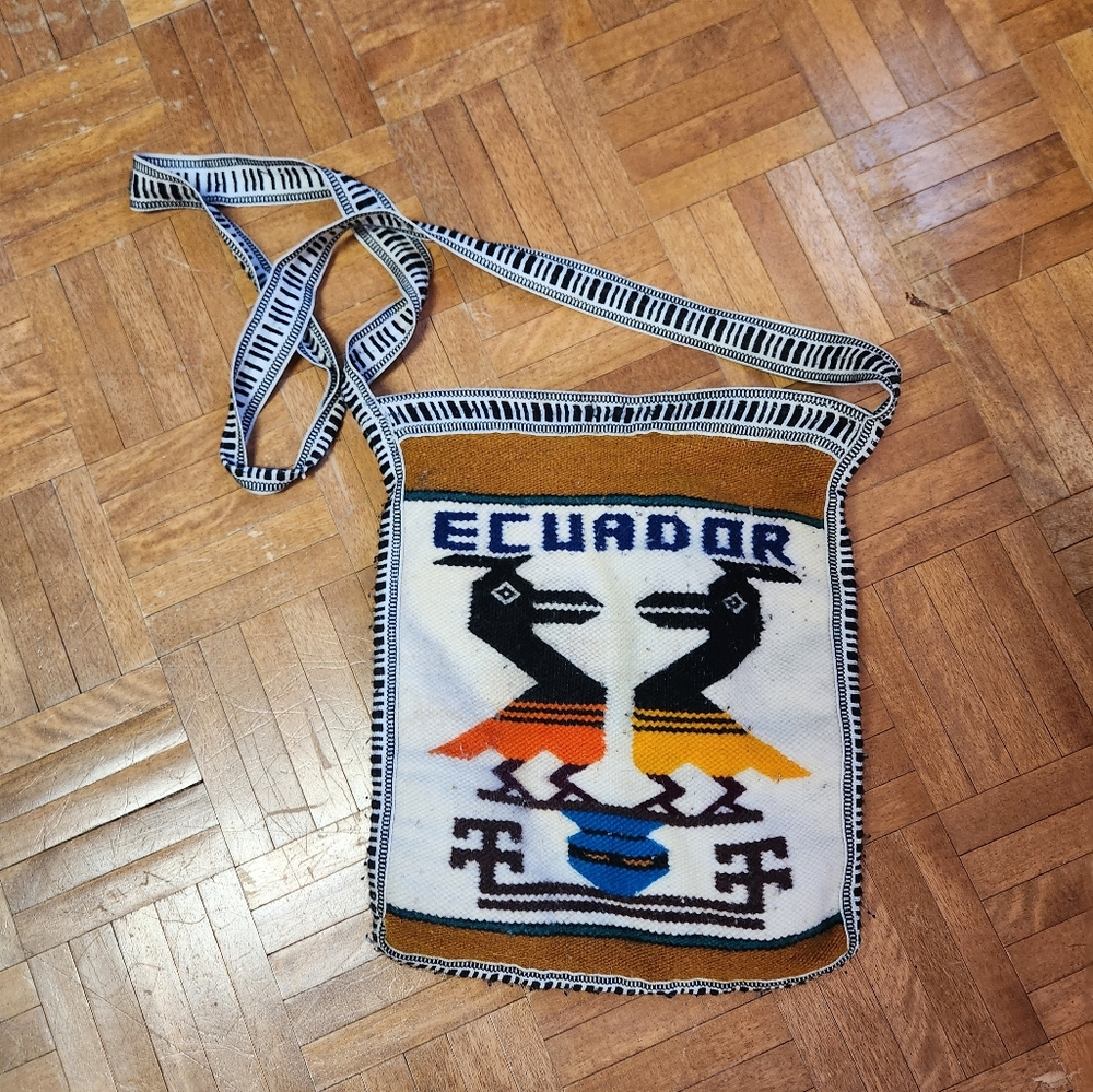 Canvas tote bag from Ecuador bird design